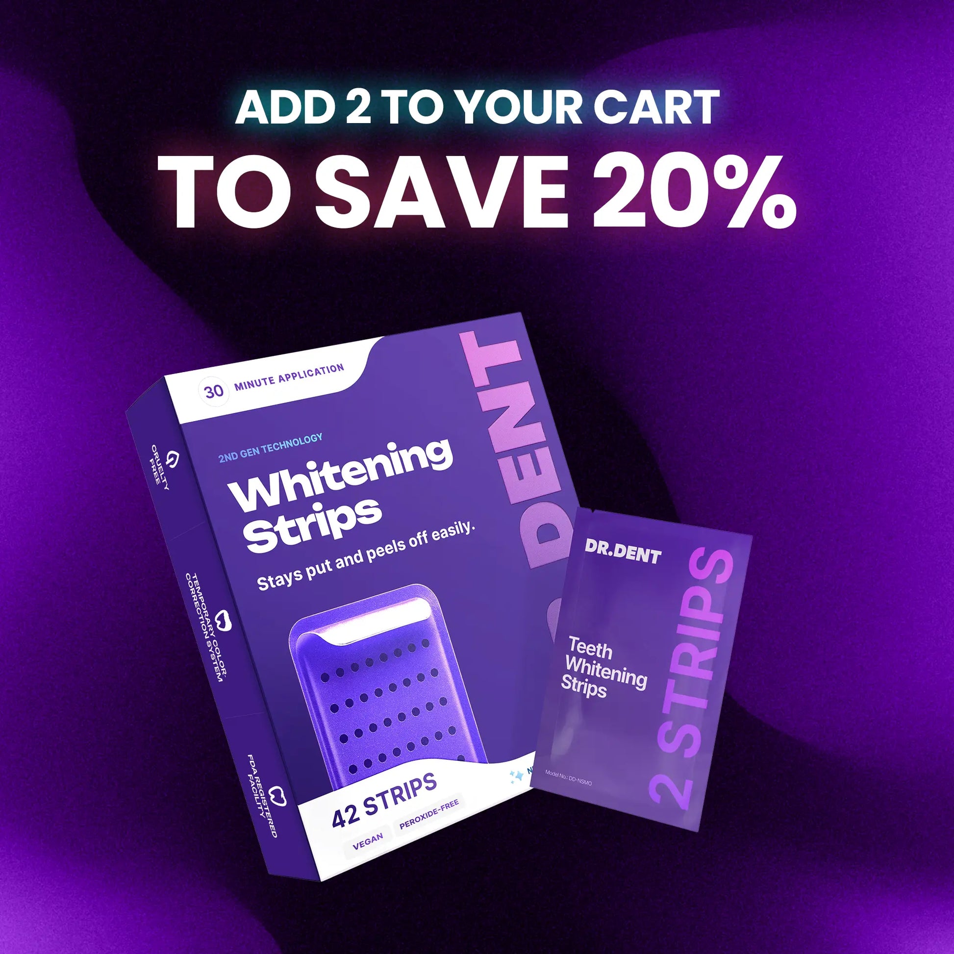 Experience a Dazzling Smile with DRDENT Purple Teeth Whitening Strips - 7/21 Sessions of Gentle, Peroxide-Free Whitening for Sensitive Teeth
